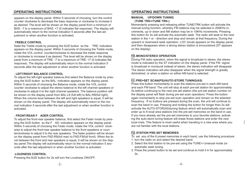 ASA Electronics AM/FM RADIO WITH AUDIO CASSETTE PLAYER User Manual | Page 3 / 7