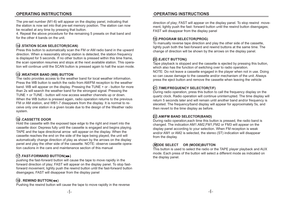 ASA Electronics AM/FM RADIO WITH AUDIO CASSETTE PLAYER User Manual | Page 4 / 7