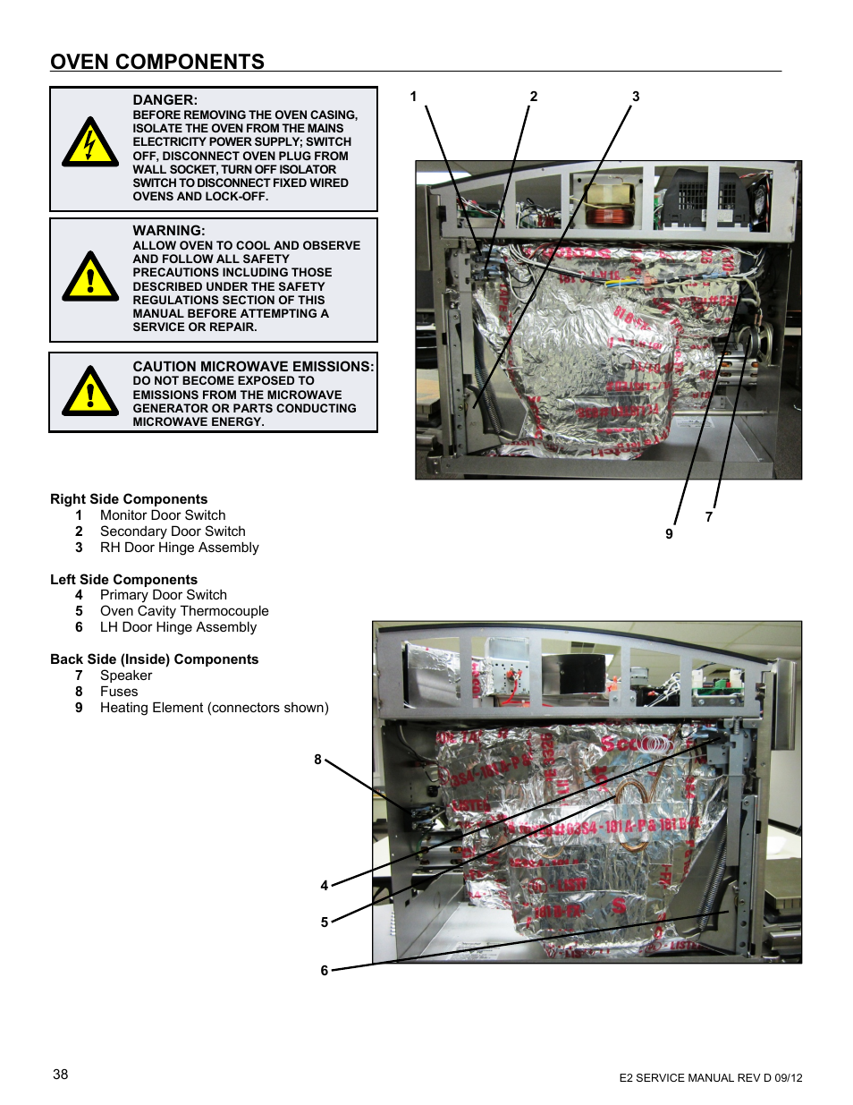 Oven components | Merrychef eikon e6 User Manual | Page 38 / 64