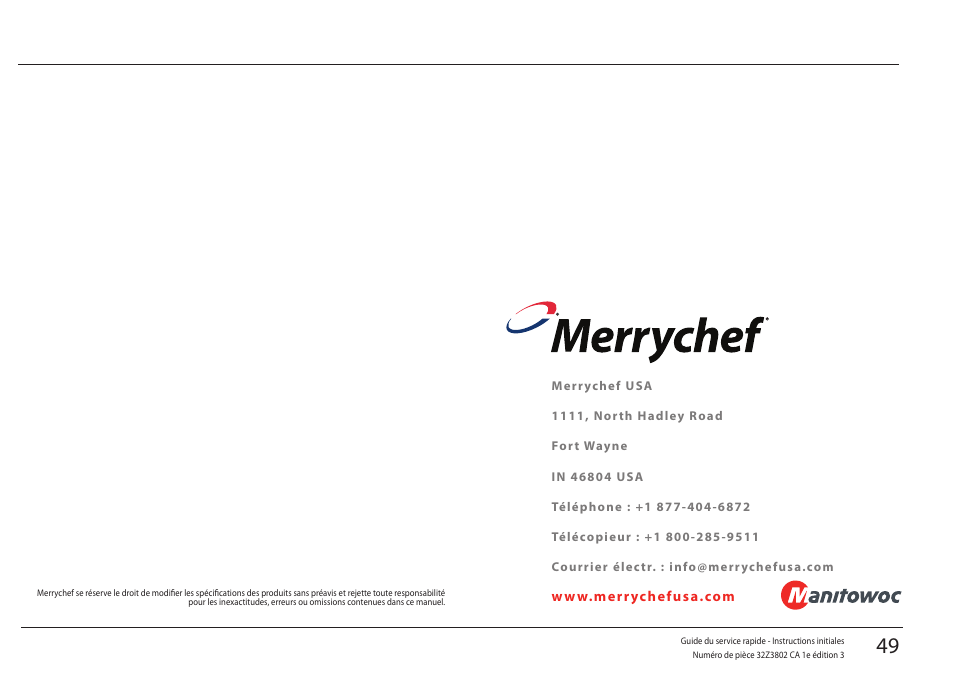 Merrychef eikon e5 User Manual | Page 49 / 97