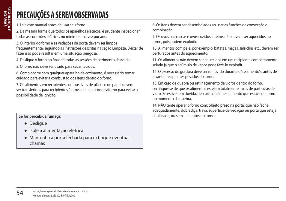 Precauções a serem observadas | Merrychef eikon e5 User Manual | Page 54 / 97