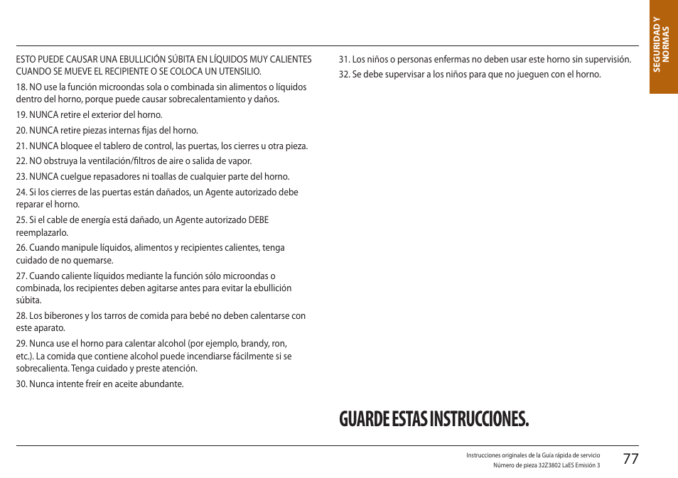 Guarde estas instrucciones | Merrychef eikon e5 User Manual | Page 77 / 97