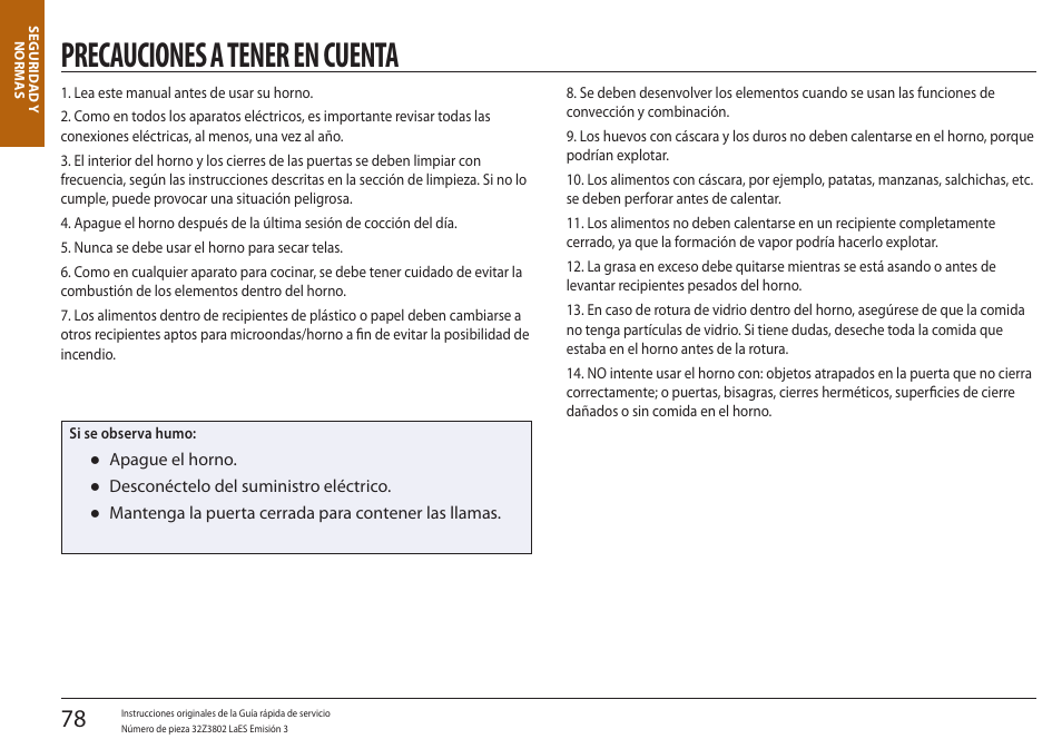Precauciones a tener en cuenta | Merrychef eikon e5 User Manual | Page 78 / 97