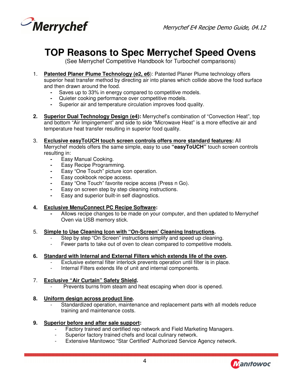 Top reasons to spec merrychef speed ovens | Merrychef eikon e4 User Manual | Page 4 / 17