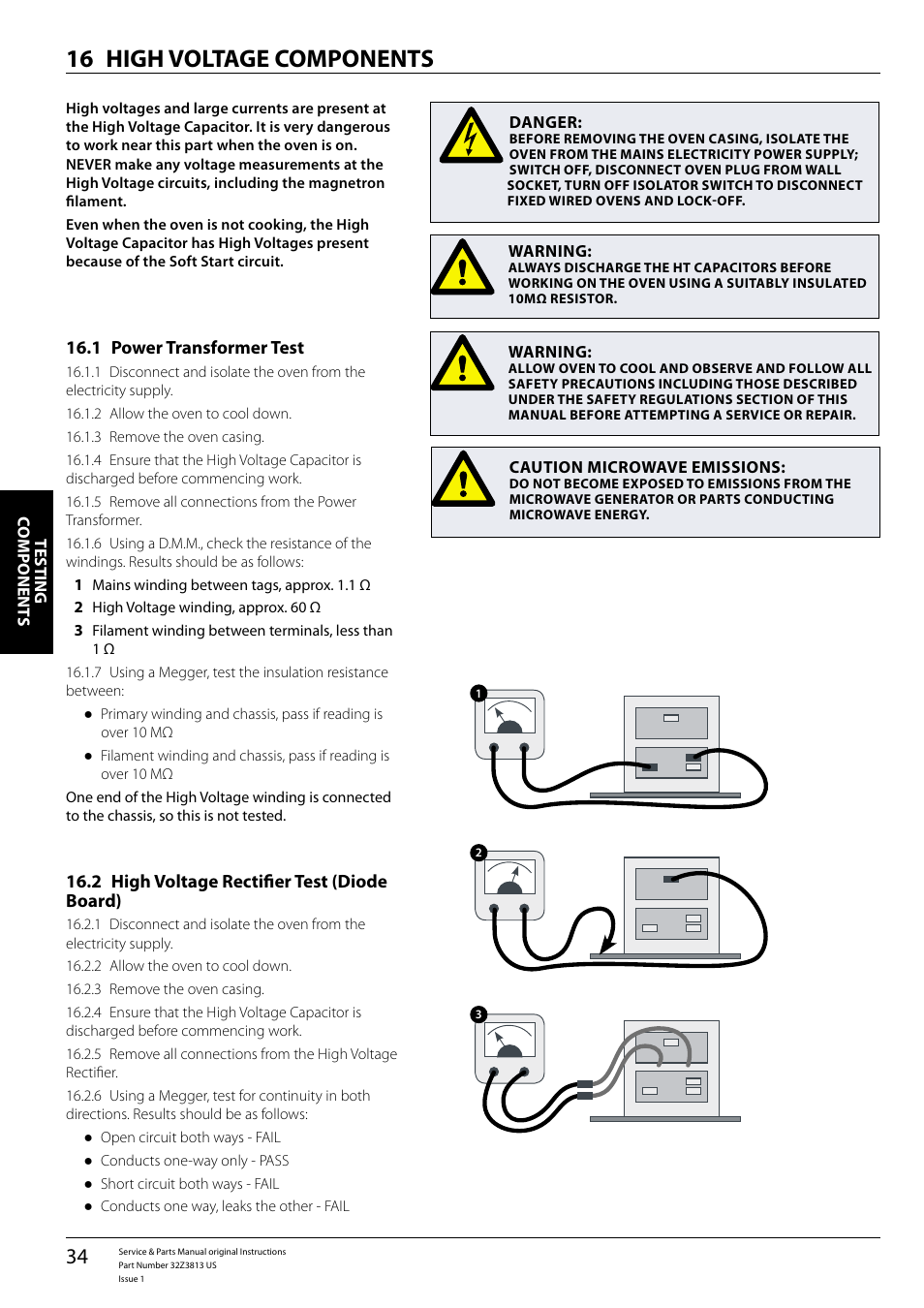 High voltage components 16 | Merrychef eikon e4 User Manual | Page 34 / 58