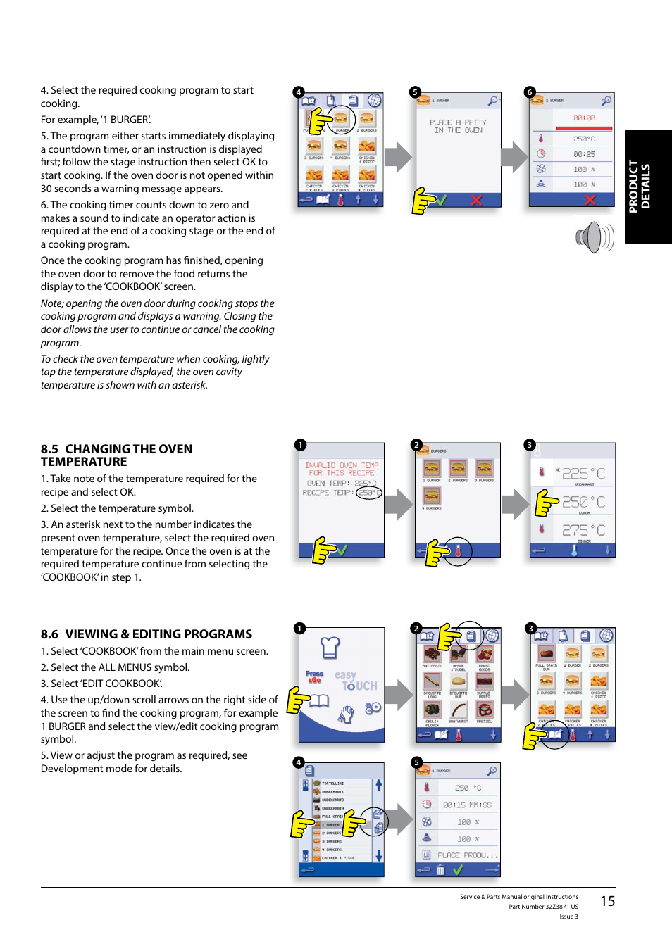 5 changing the oven temperature, 6 viewing & editing programs | Merrychef eikon e4s User Manual | Page 15 / 59