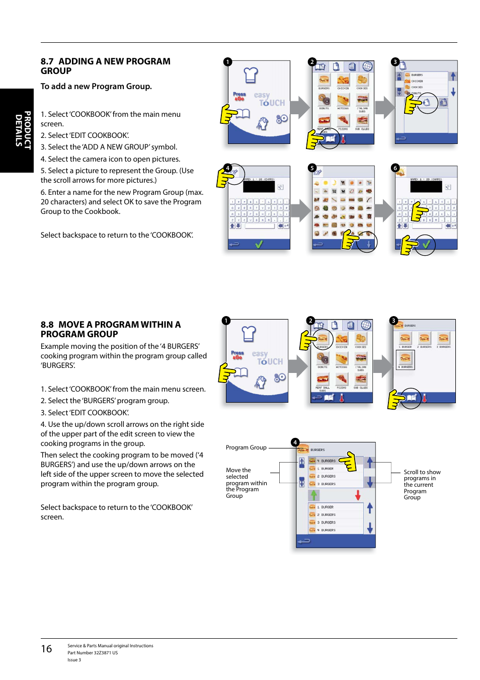 7 adding a new program group, 8 move a program within a program group | Merrychef eikon e4s User Manual | Page 16 / 59