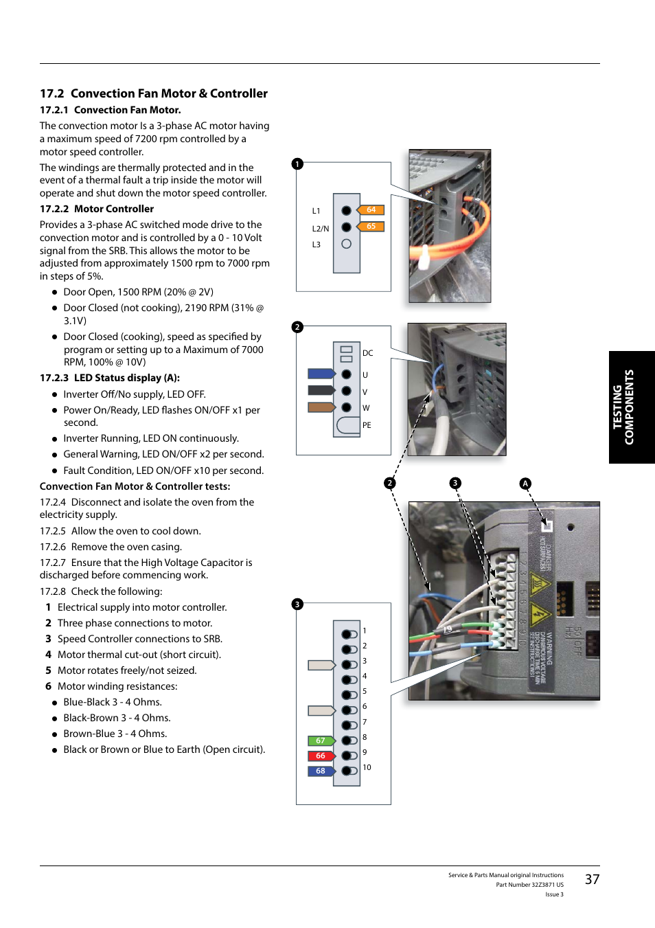 2 convection fan motor & controller | Merrychef eikon e4s User Manual | Page 37 / 59