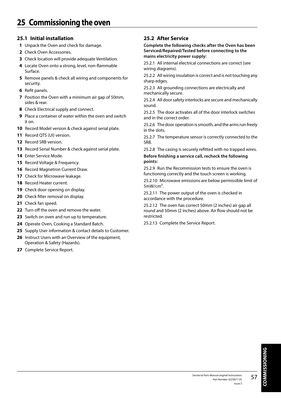 25 commissioning the oven | Merrychef eikon e4s User Manual | Page 57 / 59