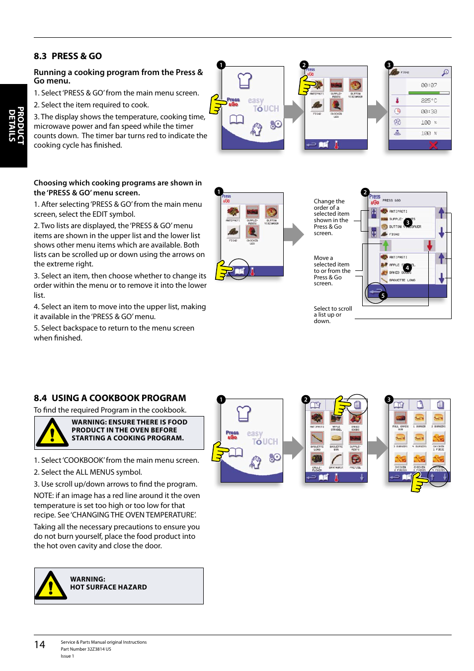 Press & go 8.3, Using a cookbook program 8.4 | Merrychef eikon e5 User Manual | Page 14 / 56