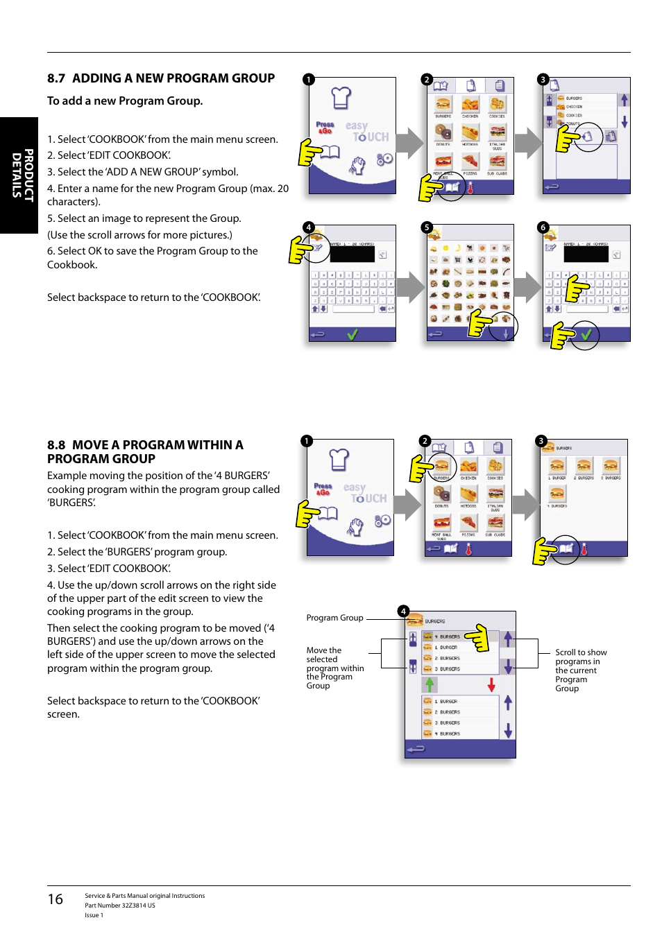 Adding a new program group 8.7, Move a program within a 8.8 program group | Merrychef eikon e5 User Manual | Page 16 / 56
