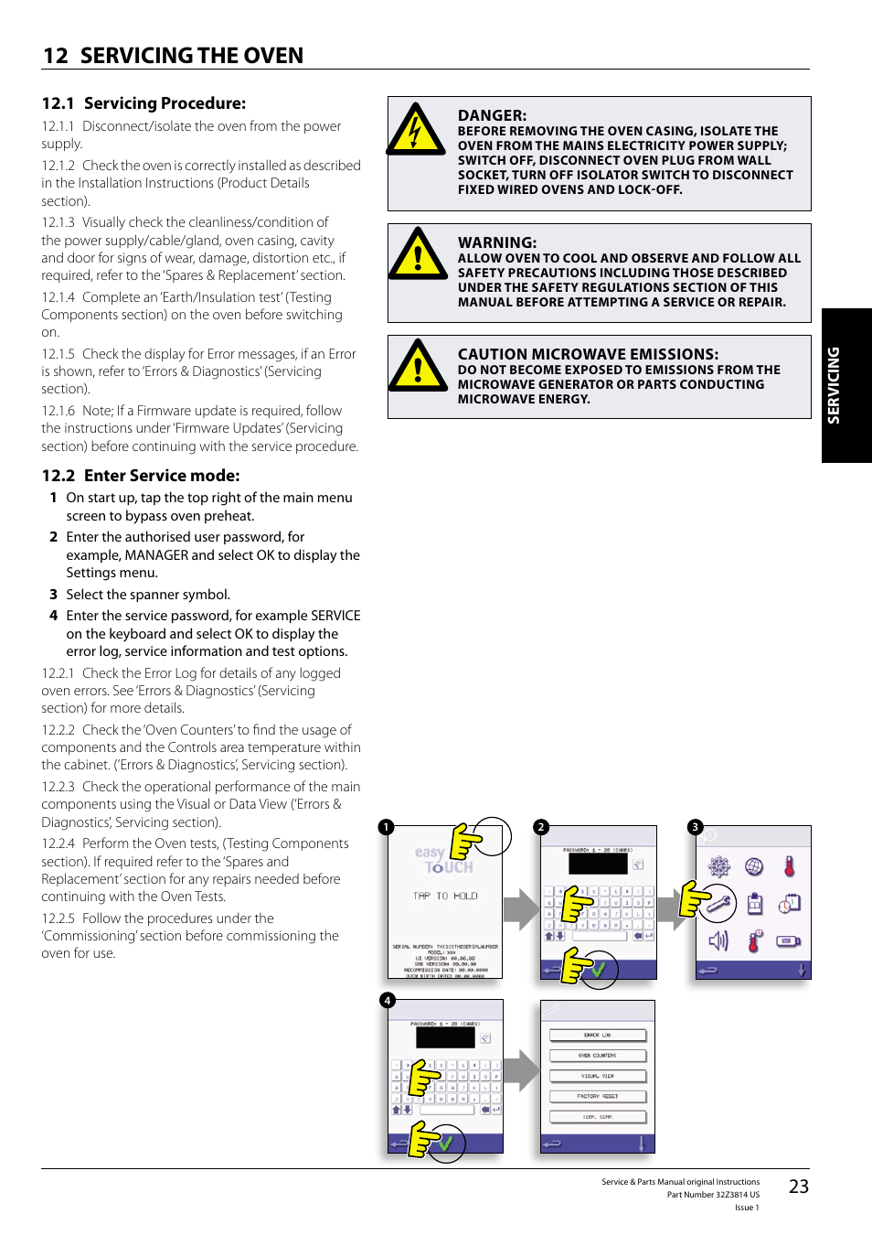 Servicing the oven 12 | Merrychef eikon e5 User Manual | Page 23 / 56