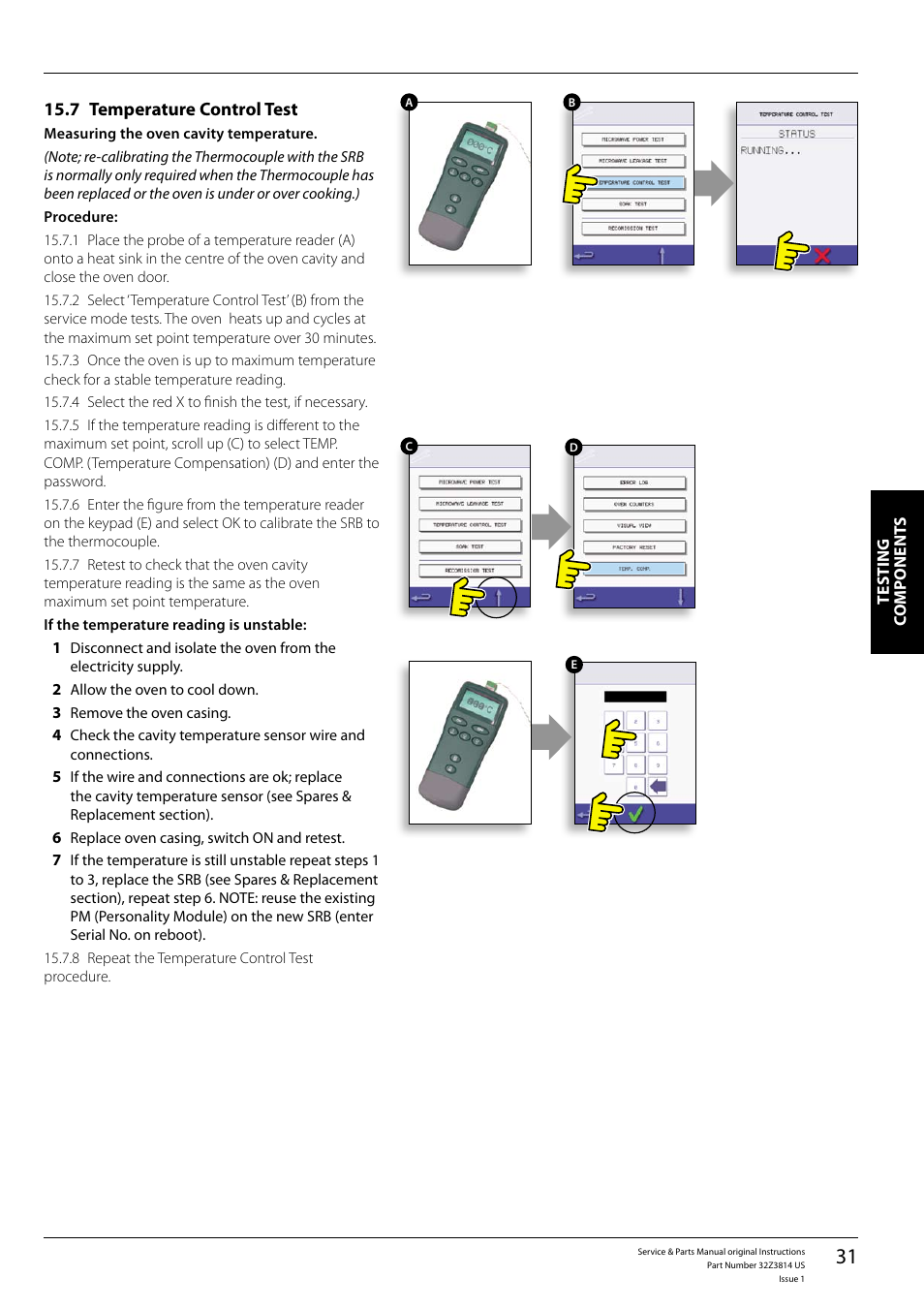 Temperature control test 15.7 | Merrychef eikon e5 User Manual | Page 31 / 56