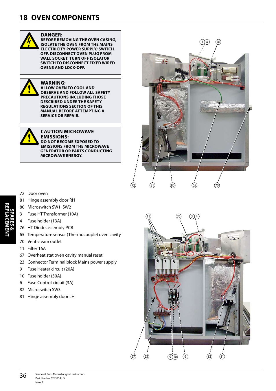 Oven components 18 | Merrychef eikon e5 User Manual | Page 36 / 56