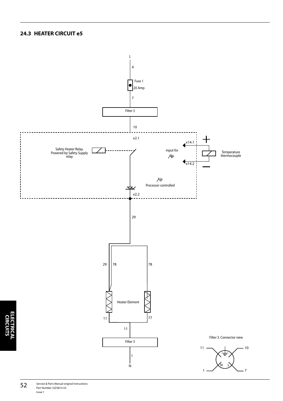 Heater circuit e5 24.3, Elec tric al cir cuit s | Merrychef eikon e5 User Manual | Page 52 / 56