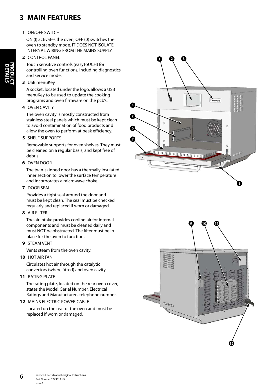 Main features 3 | Merrychef eikon e5 User Manual | Page 6 / 56