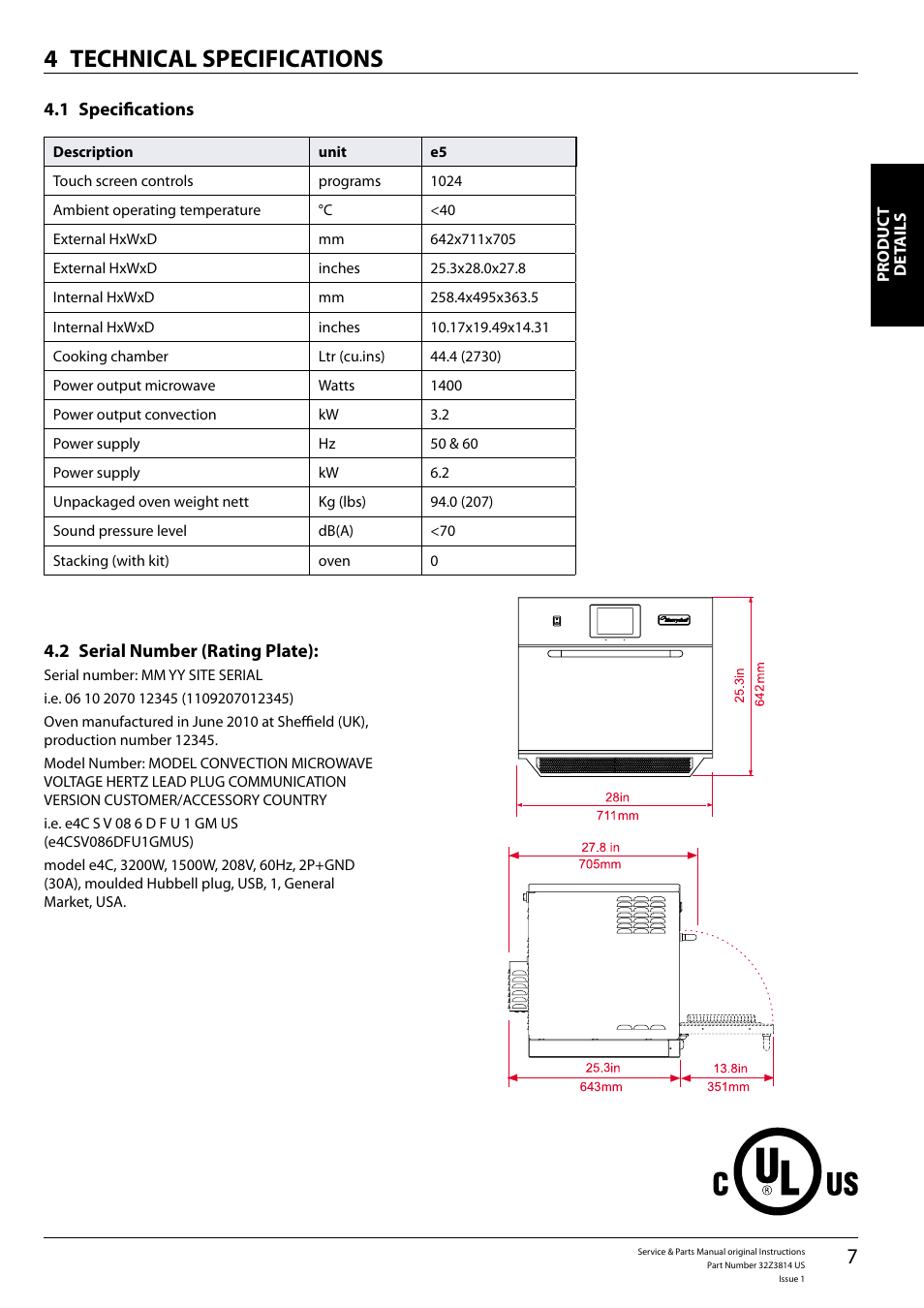 Technical specifications 4 | Merrychef eikon e5 User Manual | Page 7 / 56