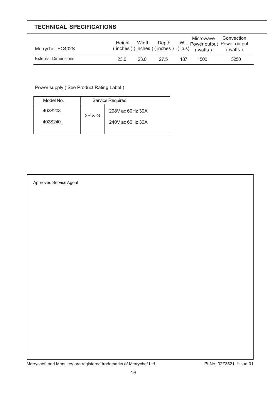 Merrychef 402s User Manual | Page 16 / 16