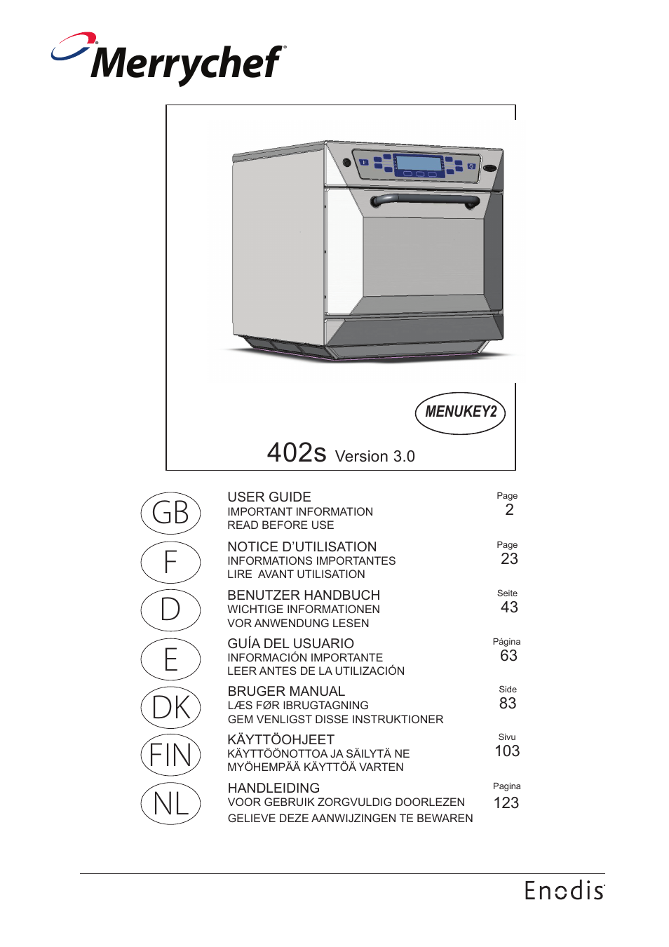 Merrychef 402s User Manual | 142 pages