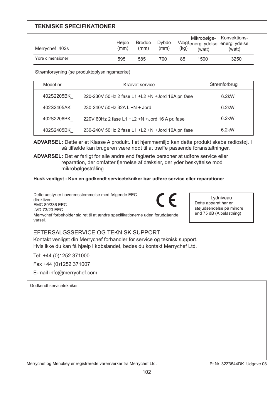 Merrychef 402s User Manual | Page 102 / 142