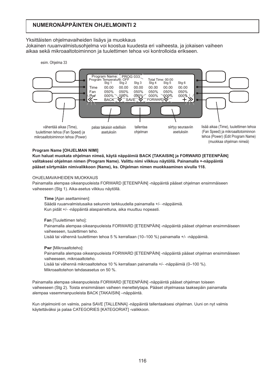 Numeronäppäinten ohjelmointi 2 | Merrychef 402s User Manual | Page 116 / 142