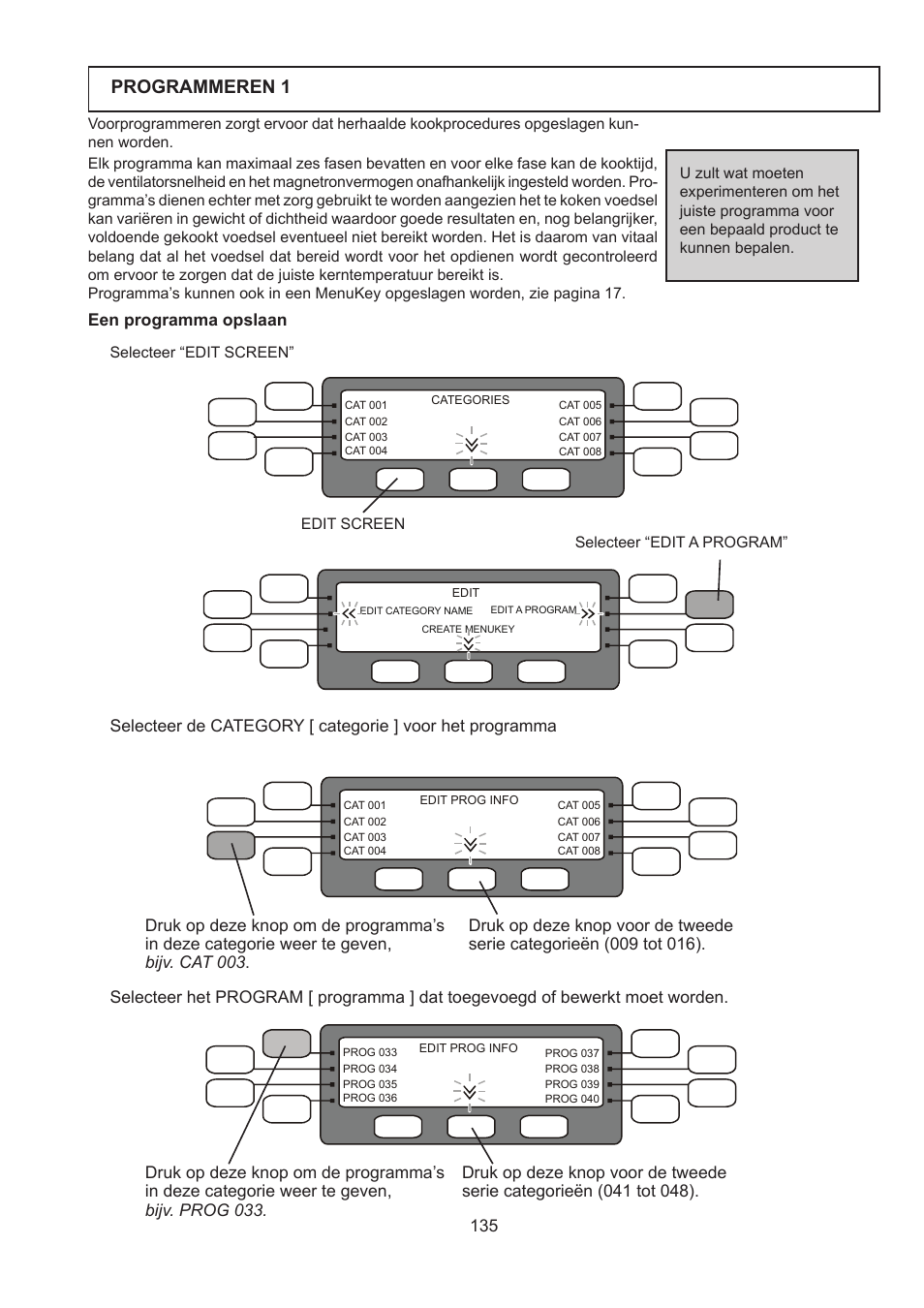 Programmeren 1 | Merrychef 402s User Manual | Page 135 / 142