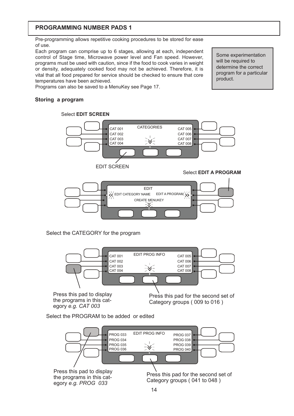 Programming number pads 1 | Merrychef 402s User Manual | Page 14 / 142