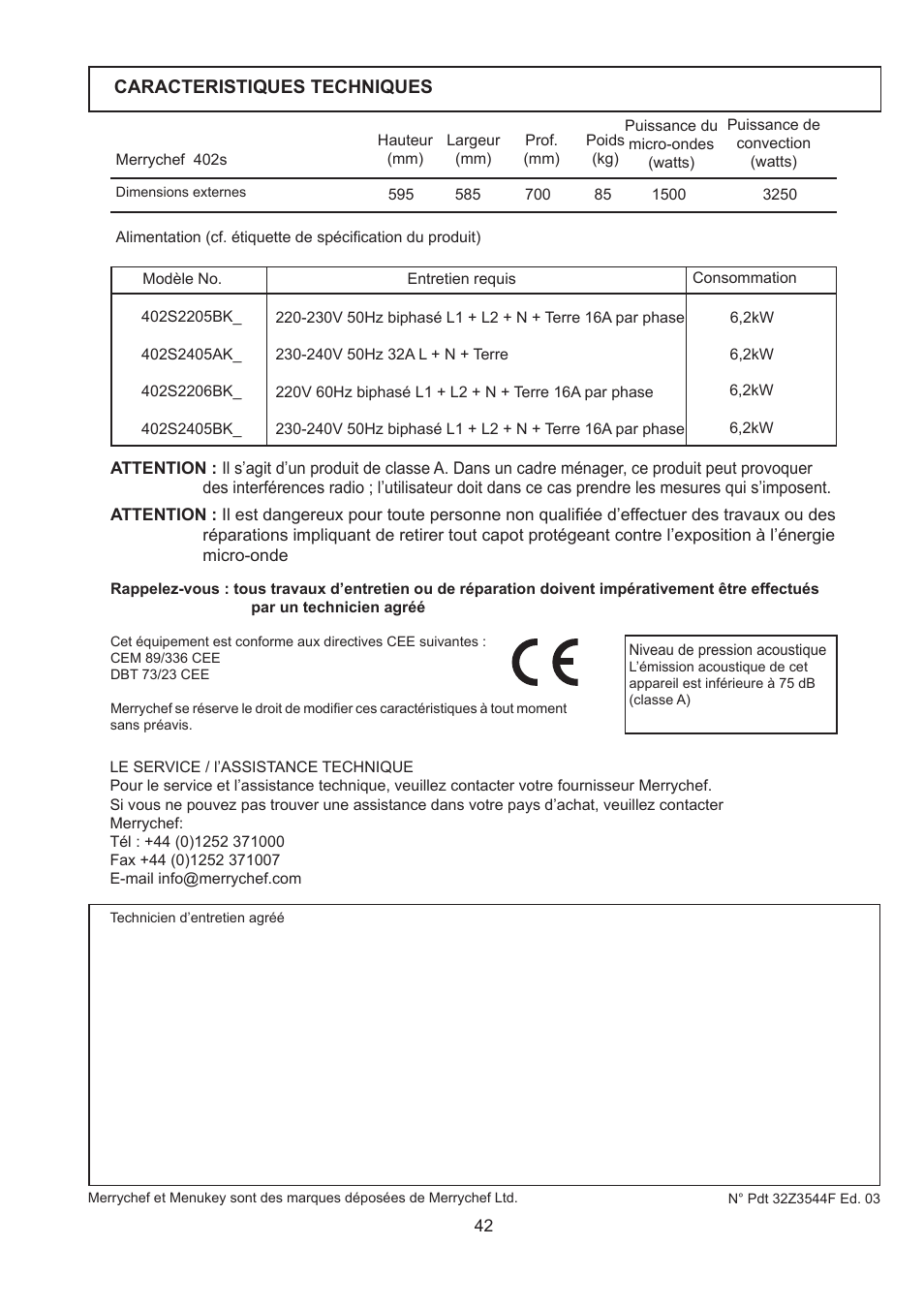 Merrychef 402s User Manual | Page 42 / 142