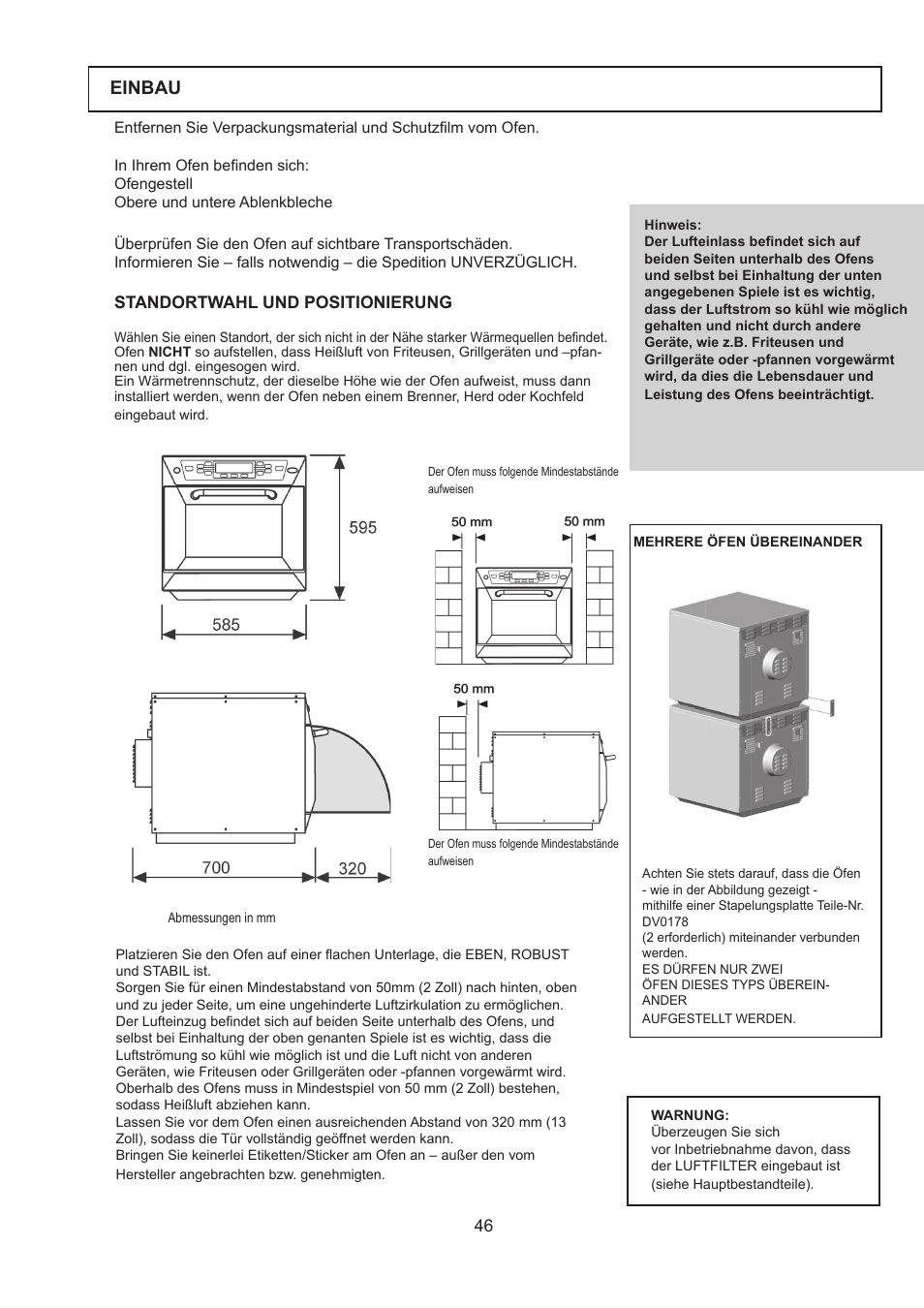 Einbau | Merrychef 402s User Manual | Page 46 / 142