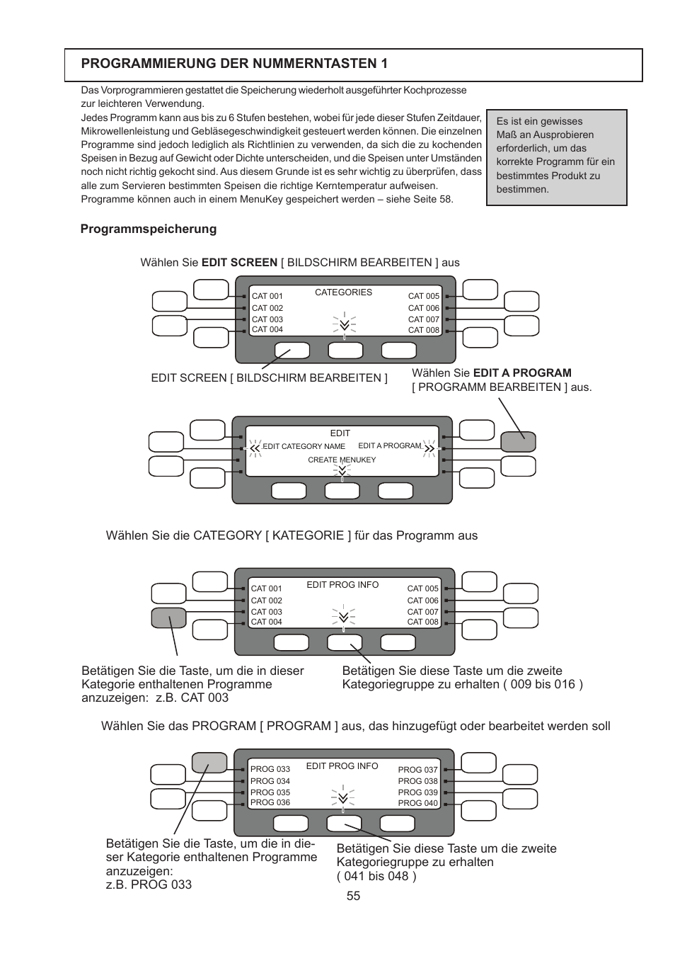 Programmierung der nummerntasten 1 | Merrychef 402s User Manual | Page 55 / 142