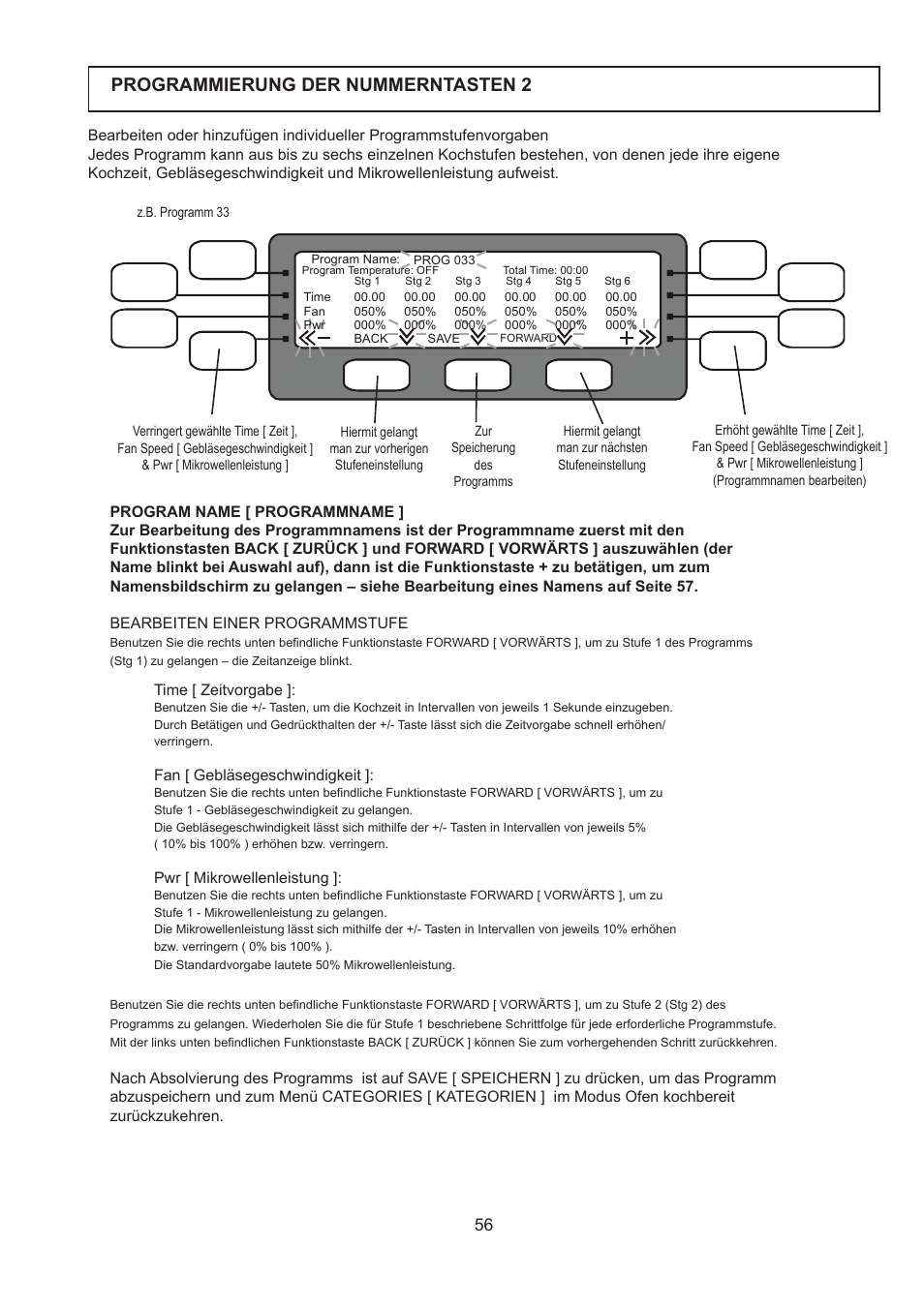 Programmierung der nummerntasten 2 | Merrychef 402s User Manual | Page 56 / 142