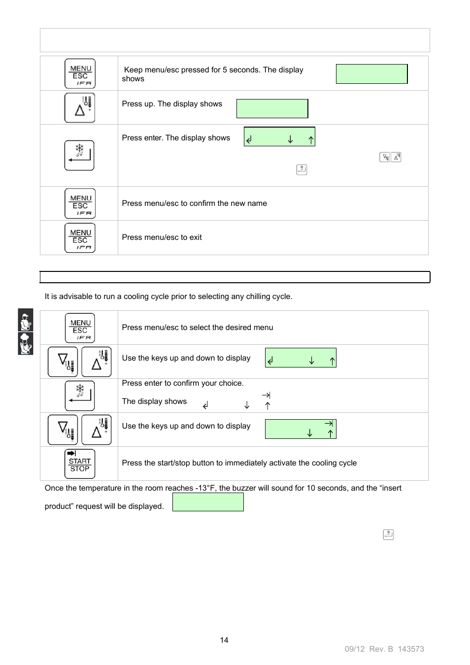 O op pe er ra at tiio on n m ma an nu ua al l | Nor-Lake Blast Chillers & Blast Chillers-Freezers User Manual | Page 14 / 46