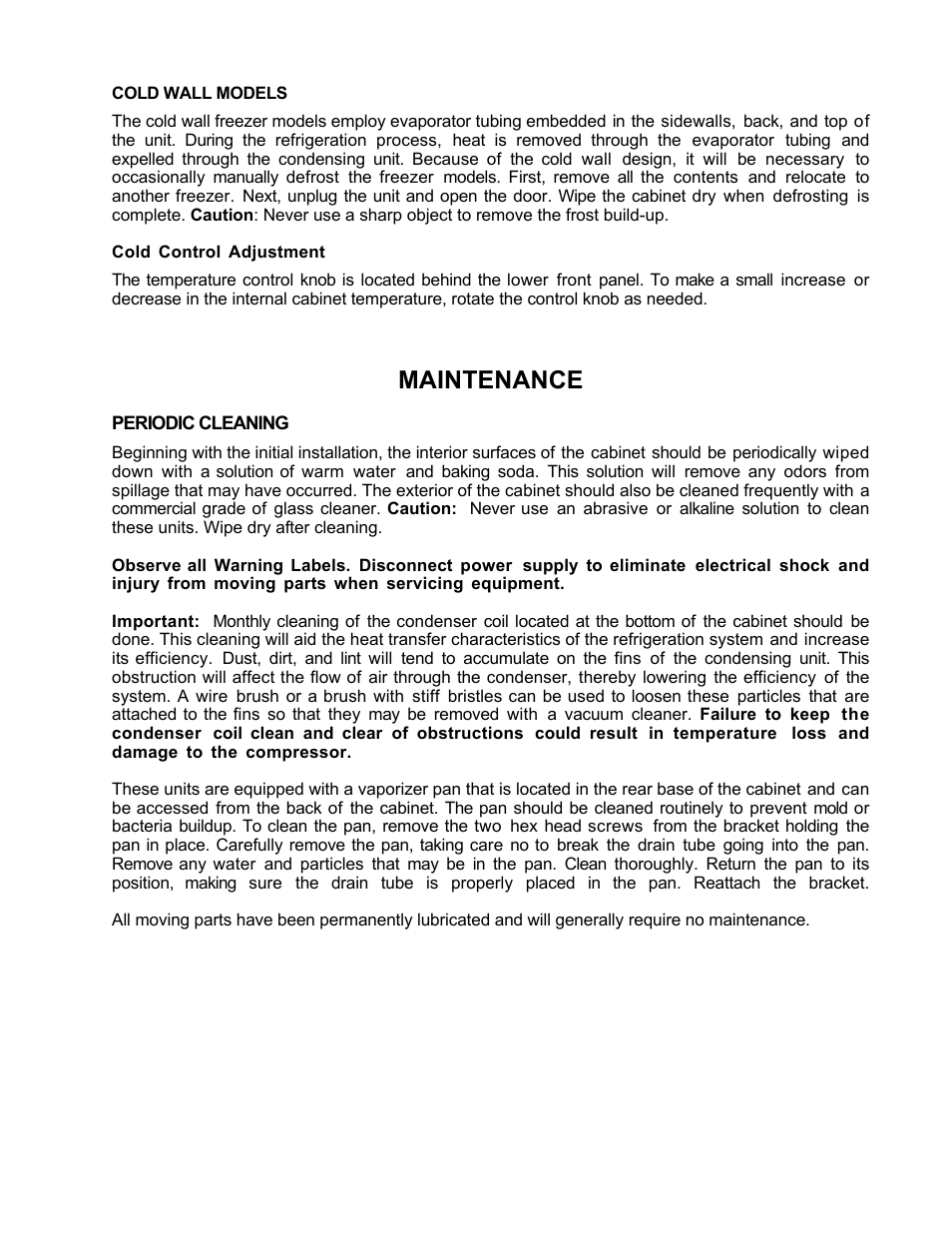 Maintenance | Nor-Lake Undercounter Laboratory & Pharmacy Refrigerators & Freezers User Manual | Page 4 / 5