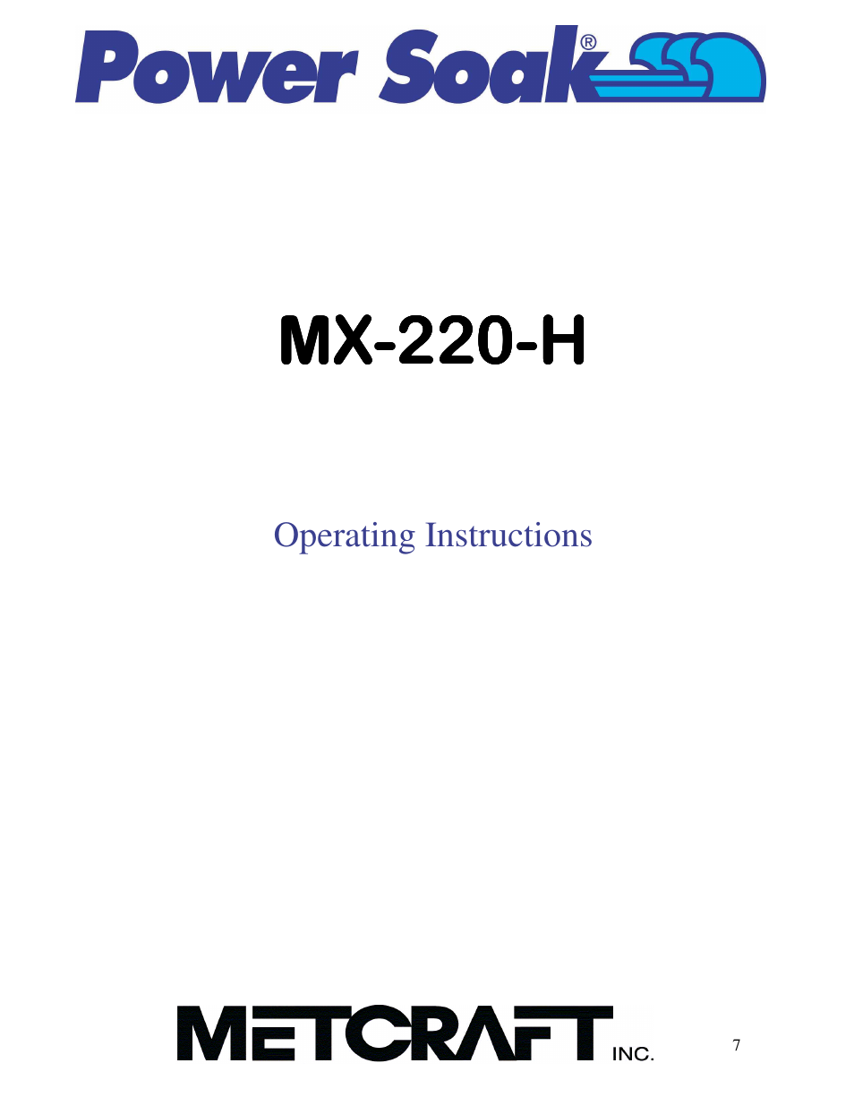 Operating instructions | Power Soak MX-220-H Owner's Manual User Manual | Page 8 / 50