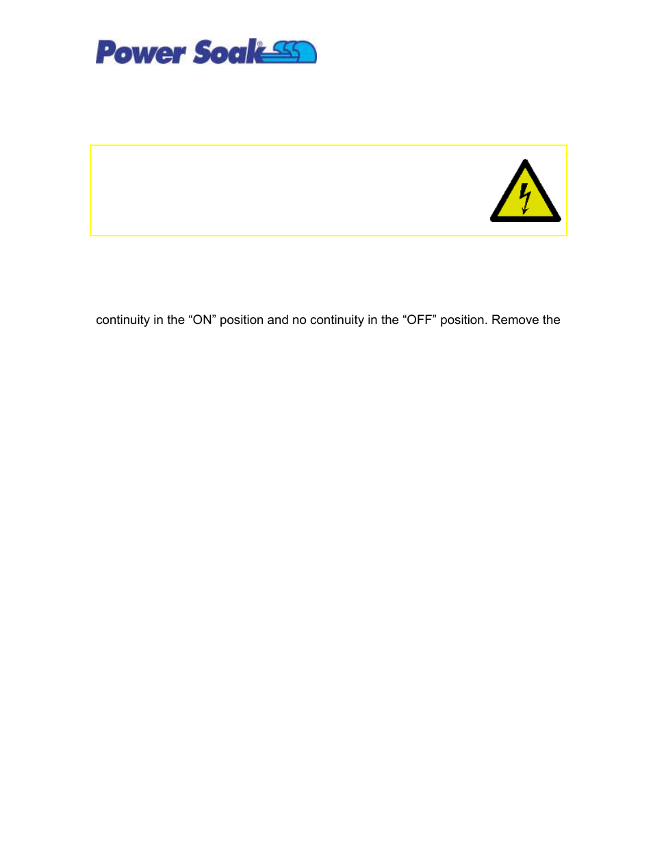 Component operation and checks, On / off switch | Power Soak 33019 PS-50 Owners Manual User Manual | Page 20 / 26