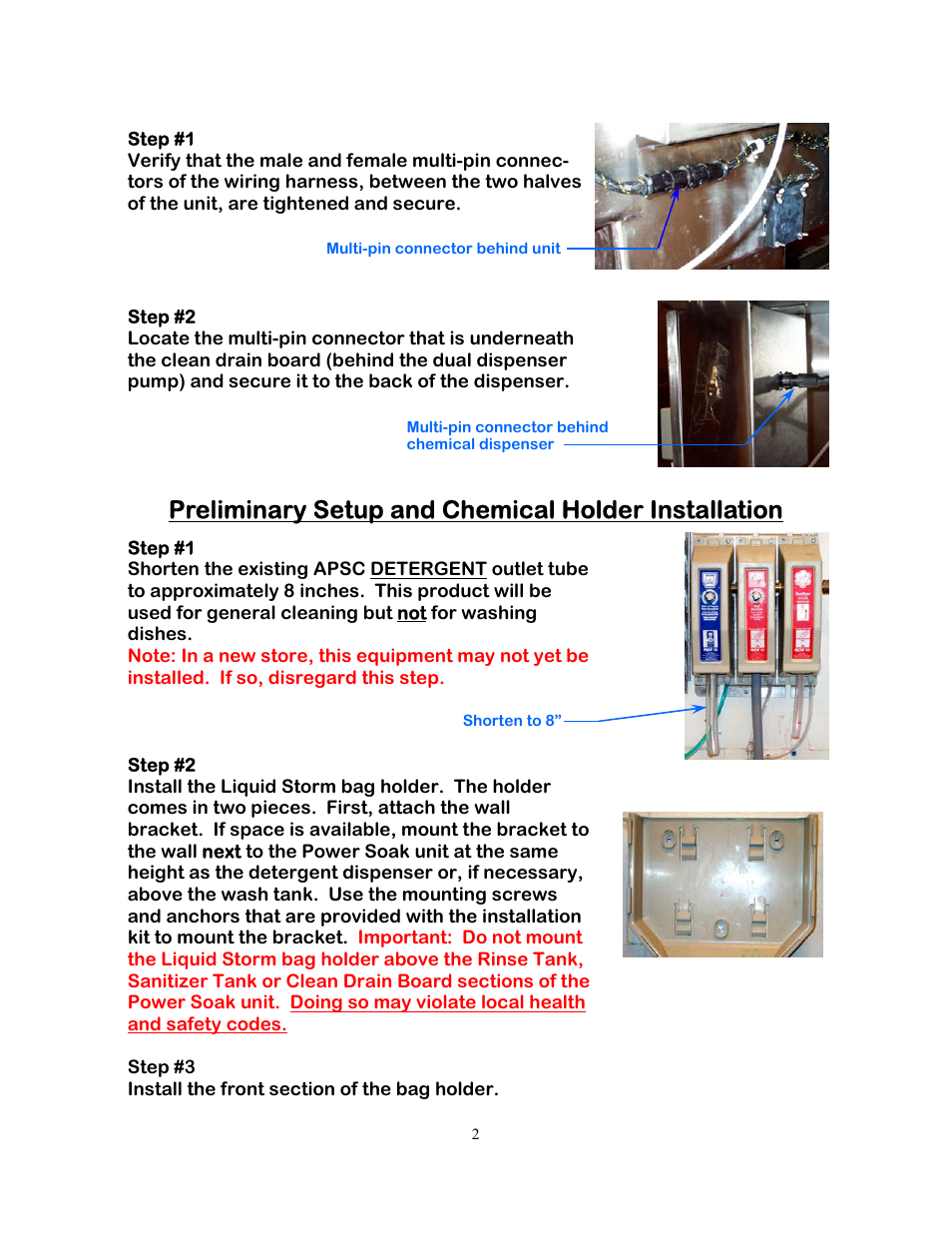 Preliminary setup and chemical holder installation | Power Soak 27173 Chemical Dispenser Installation Guide User Manual | Page 2 / 8