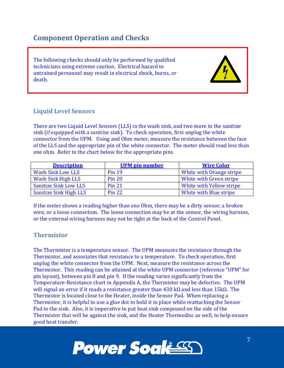 Component operation and checks | Power Soak 34773 ps-200/201 Service Manual User Manual | Page 10 / 28