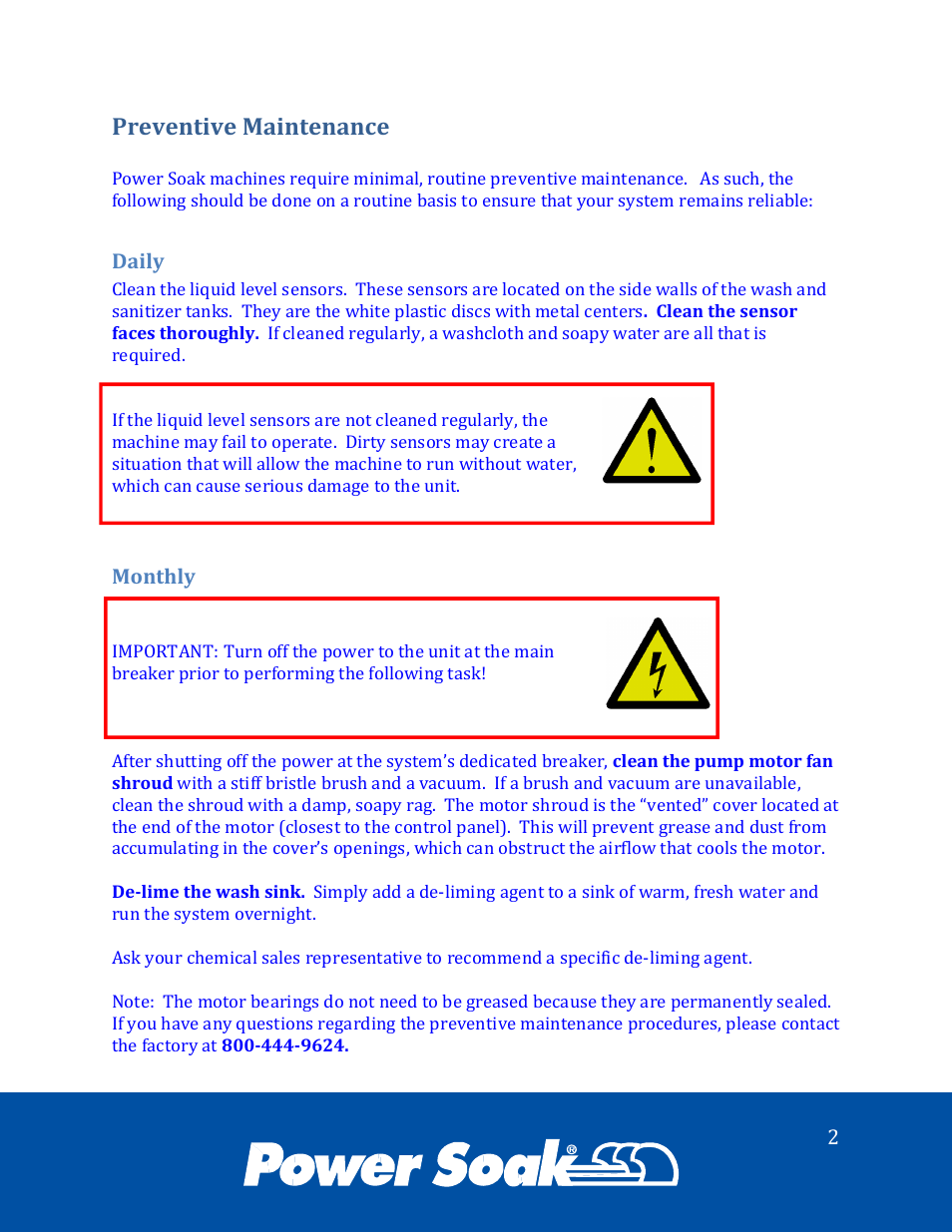 Preventive maintenance | Power Soak 34773 ps-200/201 Service Manual User Manual | Page 5 / 28