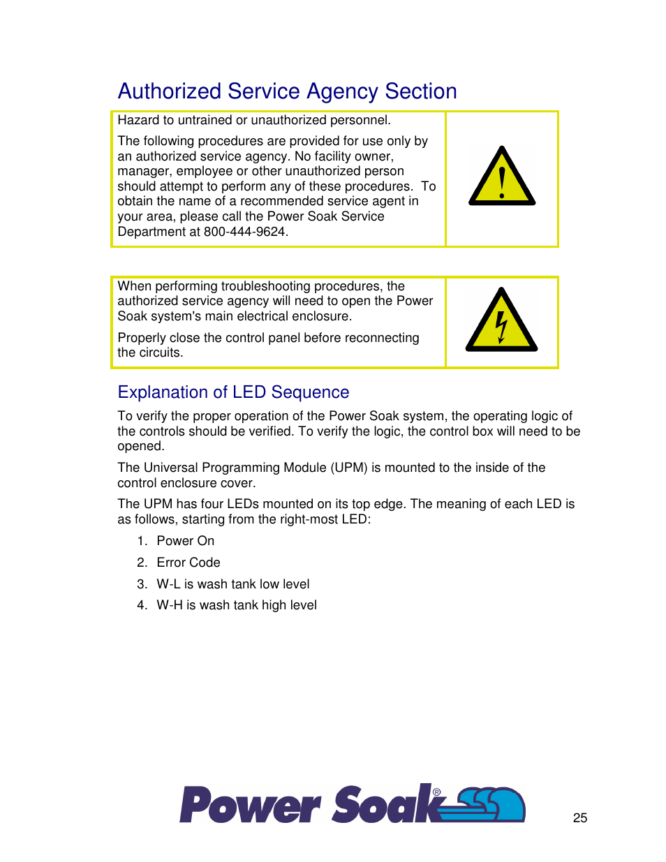 Explanation of led sequence | Power Soak 33755 PS-225 Owner's Manual User Manual | Page 29 / 36