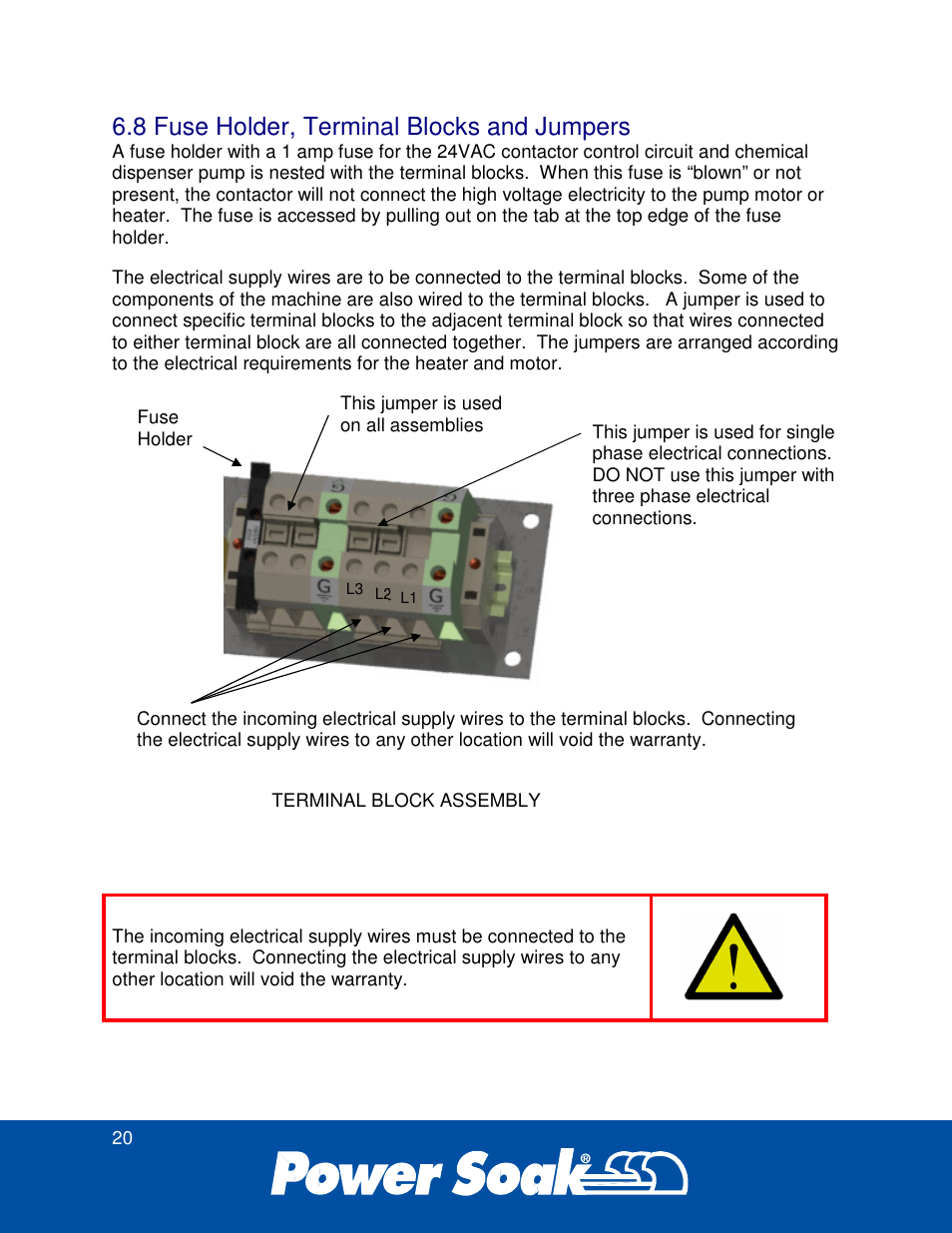 8 fuse holder, terminal blocks and jumpers | Power Soak 34774 PS-225 Service Manual User Manual | Page 26 / 60