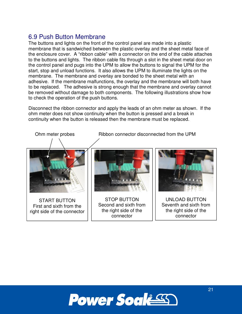 9 push button membrane | Power Soak 34774 PS-225 Service Manual User Manual | Page 27 / 60