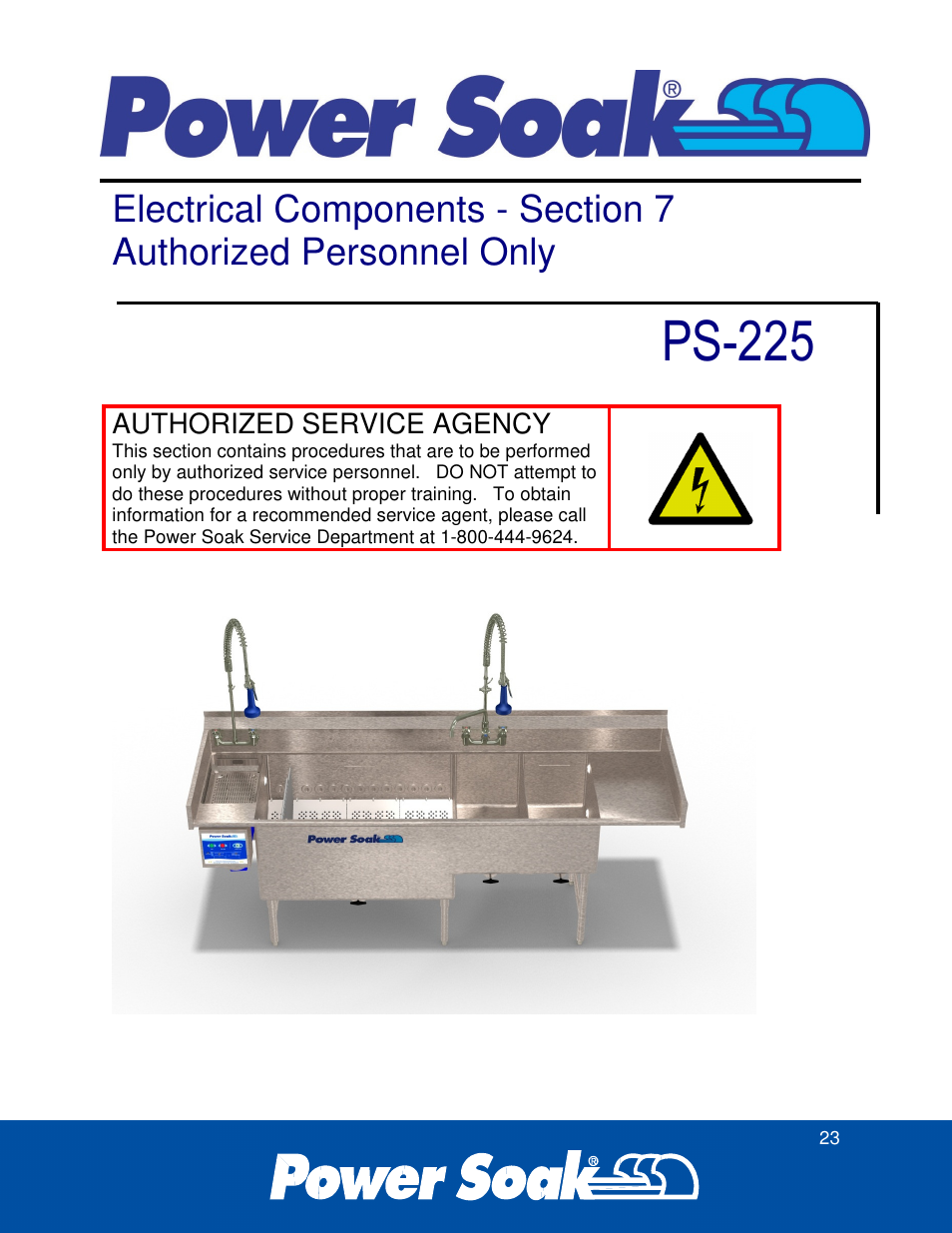 Ps-225, Authorized service agency | Power Soak 34774 PS-225 Service Manual User Manual | Page 29 / 60