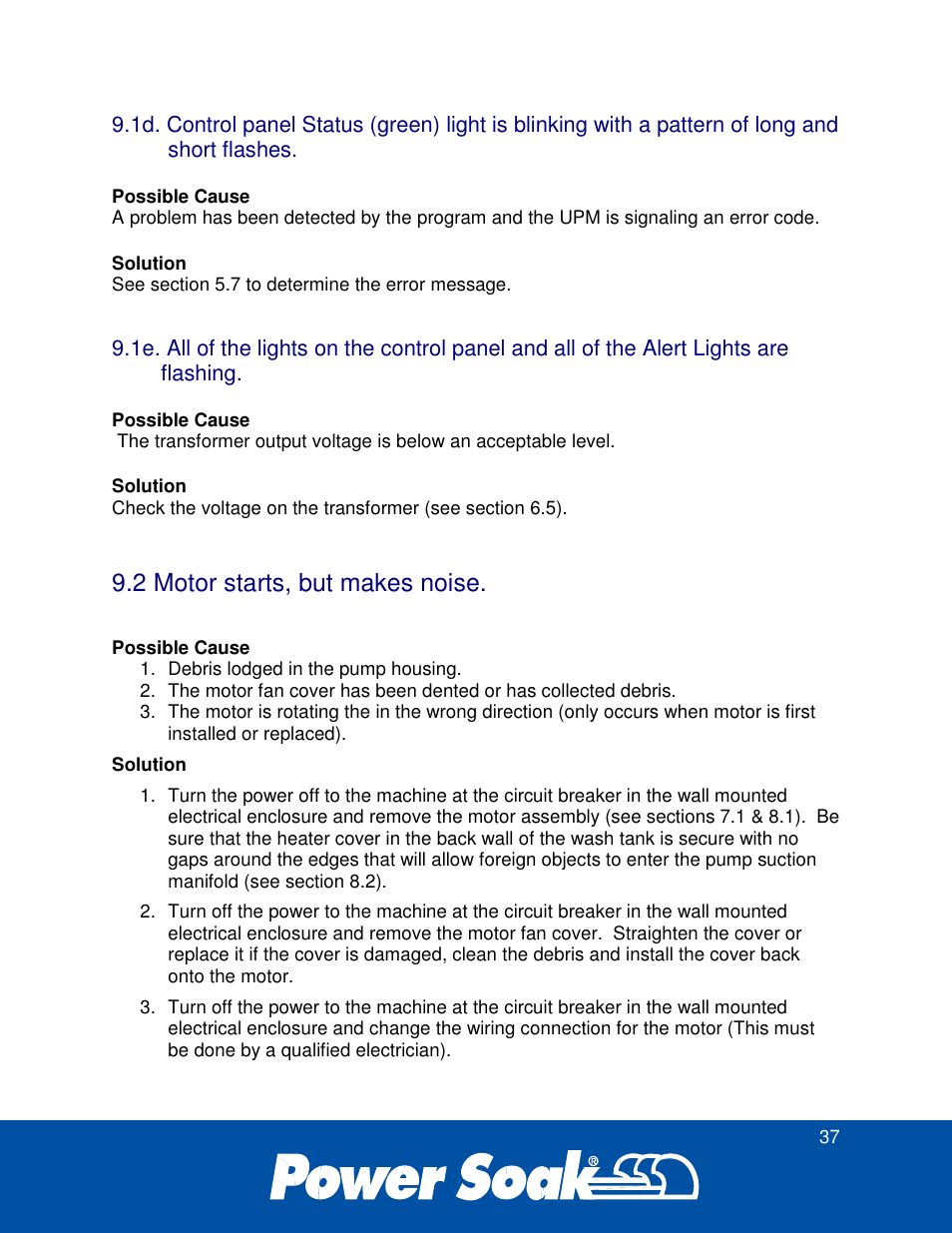 2 motor starts, but makes noise | Power Soak 34774 PS-225 Service Manual User Manual | Page 43 / 60