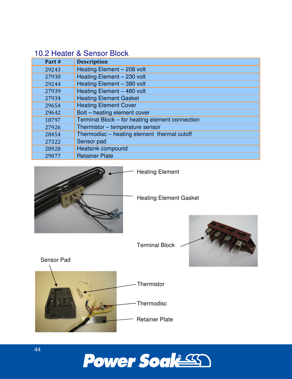 2 heater & sensor block | Power Soak 34774 PS-225 Service Manual User Manual | Page 50 / 60