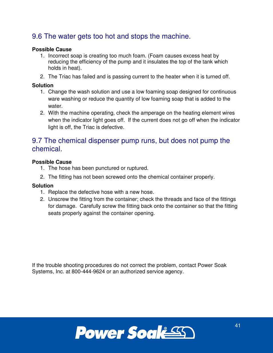 6 the water gets too hot and stops the machine | Power Soak 37179 PS-275 Service Manual User Manual | Page 47 / 60