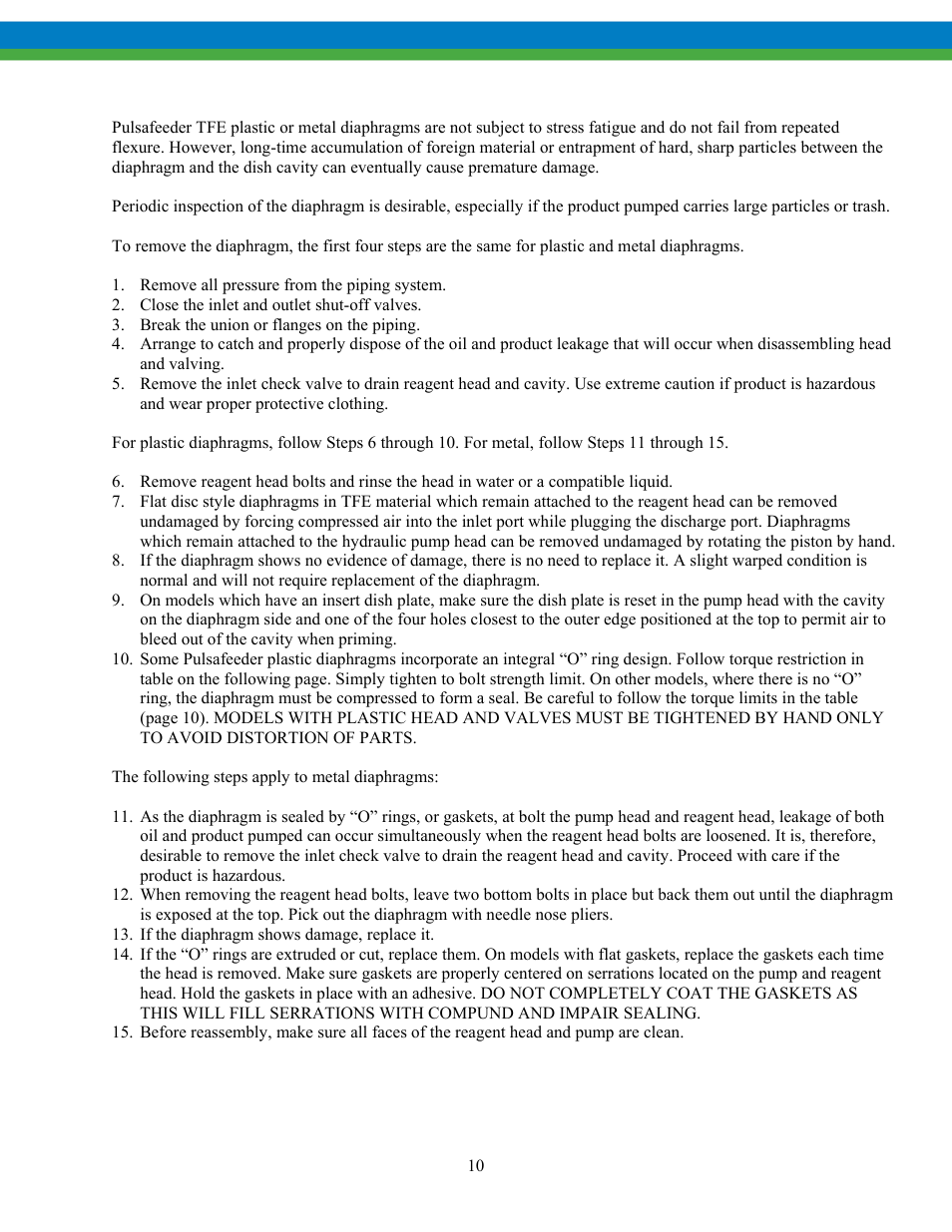 1 diaphragm inspection | Pulsafeeder Pulsa Series 680 EN User Manual | Page 13 / 26