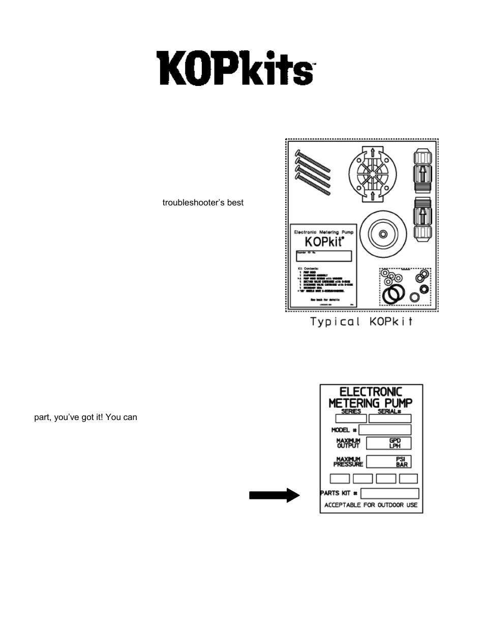 Selecting a kopkit | Pulsafeeder PULSAtron Series MP EN User Manual | Page 31 / 32