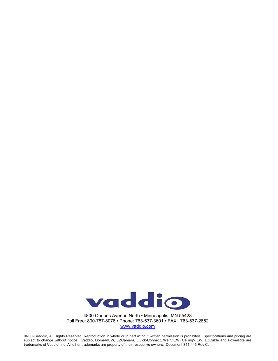 Vaddio DomeVIEW Outdoor Pendant Mount User Manual | Page 14 / 14