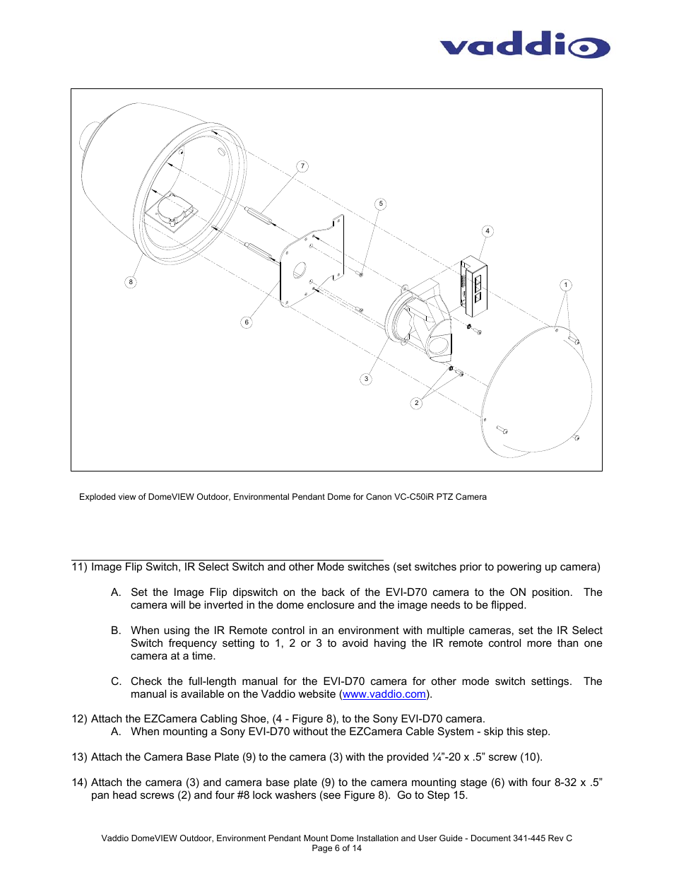 Vaddio DomeVIEW Outdoor Pendant Mount User Manual | Page 6 / 14