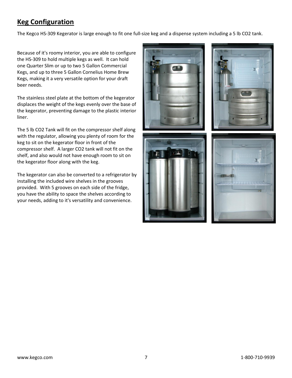 Keg configuration | Kegco K309SS-2HB User Manual | Page 7 / 10